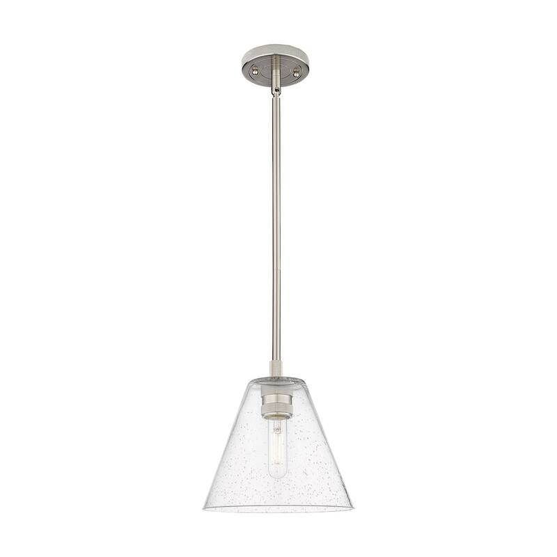 Innovations Lighting 434-1S-8-8 Crown Point Pendant Cone Crown Point - Satin Nickel / Seedy
