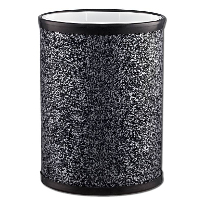 COSMOPOLITAN 13qt Shagreen-Textured Oval Wastebasket with Liner - N/A - Black