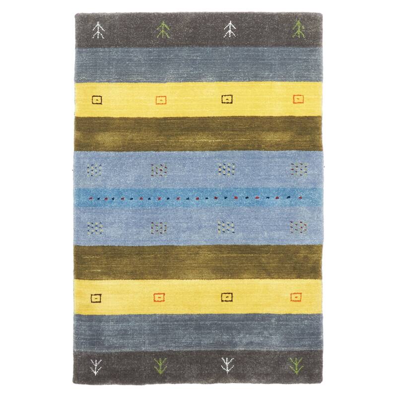 ECARPETGALLERY Hand Loomed Kashkuli Gabbeh Light Denim Blue Wool Rug - 3'1 x 4'9