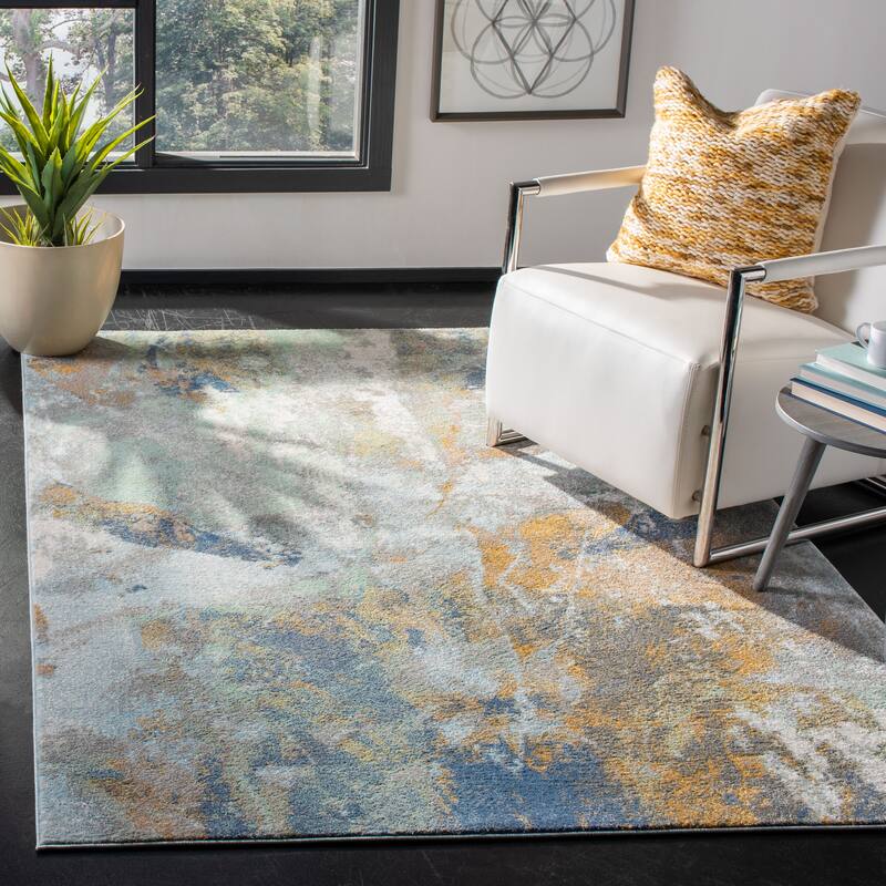 SAFAVIEH Prism Flo Vintage Abstract Rug - 4' x 6' - Cream/Blue