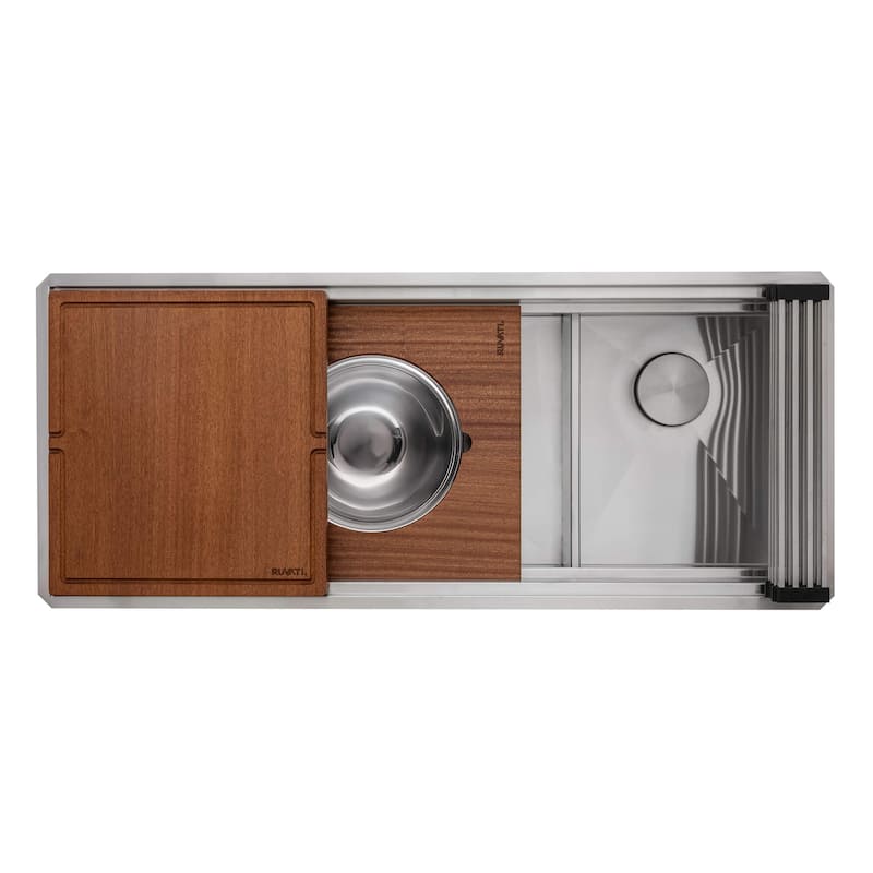 Ruvati 45-inch Double Bowl Workstation Kitchen Sink Undermount 16 Gauge Stainless Steel - RVH8253