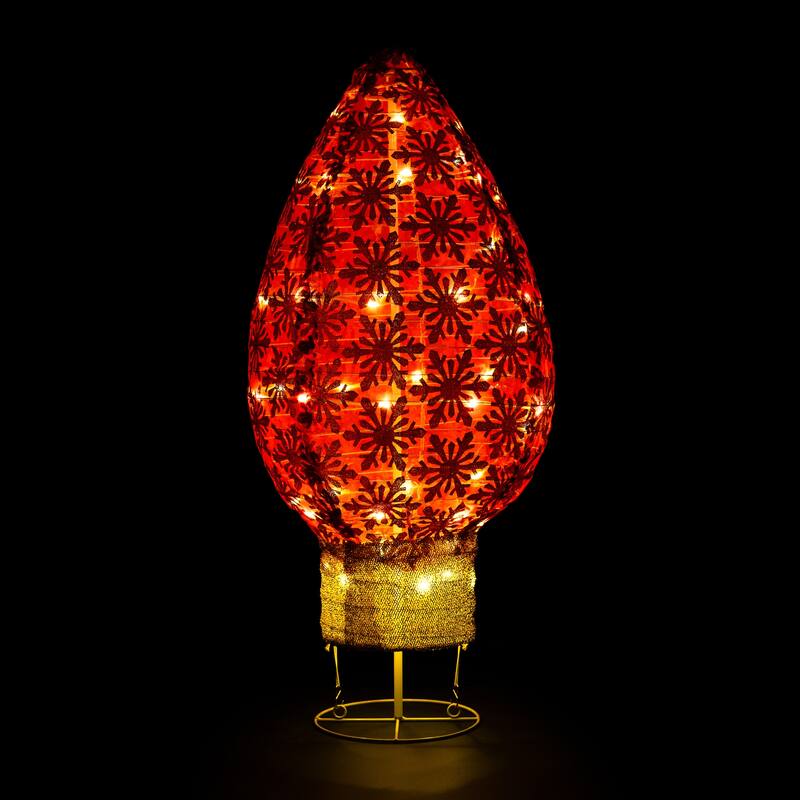 LED Lighted Retro Light Bulb Outdoor Christmas Decoration - 32" - Red - Warm White