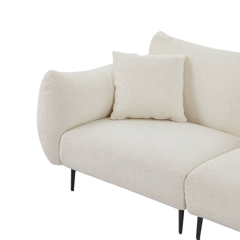 64" Classic Fabric 2-Seater Sofa with Wood Frame & 2 Pillows