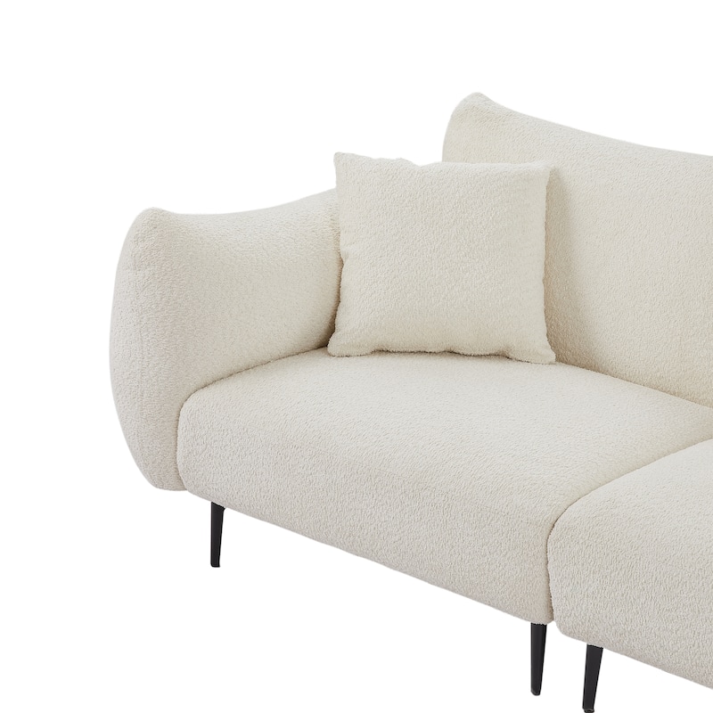 Loveseat Sofa Upholstered Deep Seat Sofa with Metal Legs Lounge Couch Solid Wood Frame Couch with 2 Pillows Tufted Couch