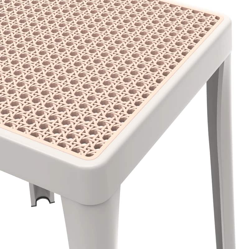Tresse Modern Stackable Dining Stool with Wicker Seat for Dining Room, Garden, Patio, Indoor or Outdoor Set of 2