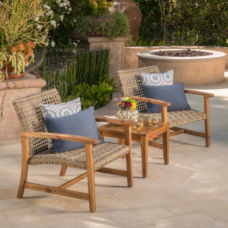 2 Piece Modern Wooden Patio Chair Set, Lounge Chair for Garden, Backyard, Porch & Deck