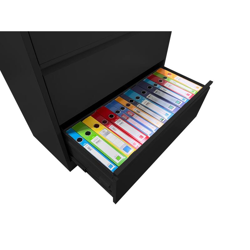 Modern File Cabinet, Lateral File Cabinet Metal File Cabinet with 3 Drawers snd Full Extension Slide, for Home Office, White