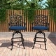 preview thumbnail 10 of 14, Clihome Outdoor Cast Aluminum Vintage Carved Barstools Chairs with Cushions (Set of 2)