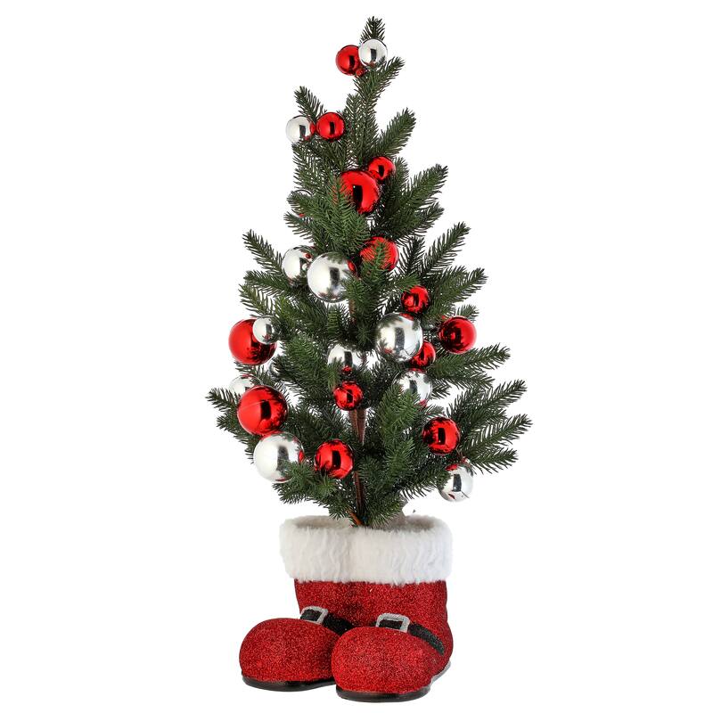 25" Tree With Balls In Santa Boots