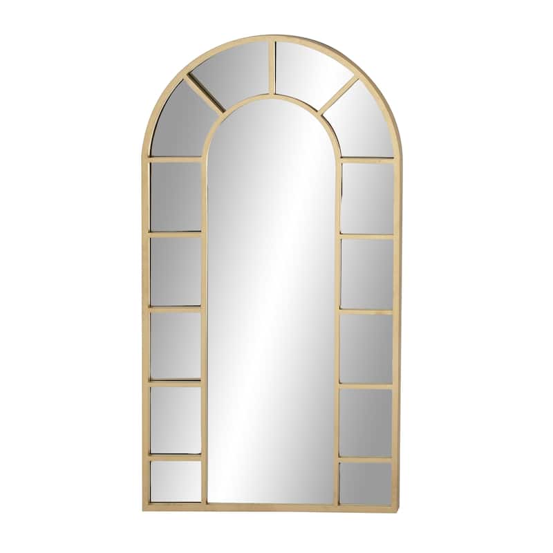 Metal Arched Window Pane Wall Mirror with Arched Top - Gold or Black - Roche River Decor