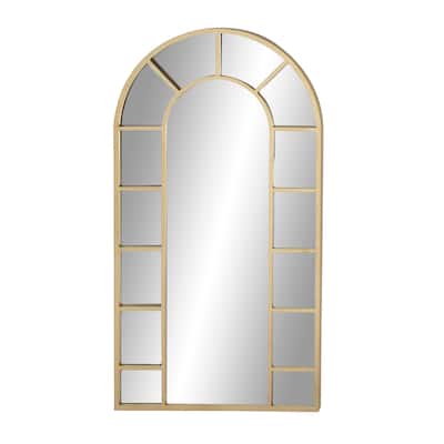 Metal Arched Window Pane Wall Mirror with Arched Top - Gold or Black - Roche River Decor