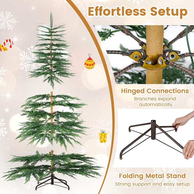 Costway 6.5 FT/7.5FT Pre-Lit Christmas Tree Hinged with 470/612 PE