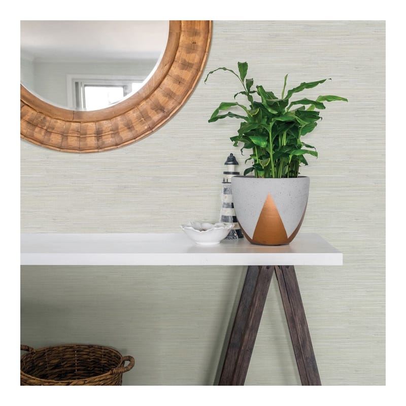 Chesapeake Waverly Light Grey Faux Grasscloth Wallpaper - 20.5 x 396 x 0.025