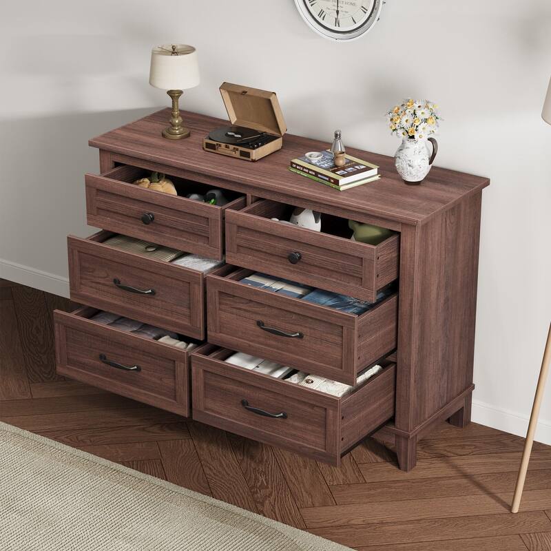 6 Dresser for Bedroom, 47" Wide Drawer Dresser with Storage Freestanding, Wooden Closet Storage