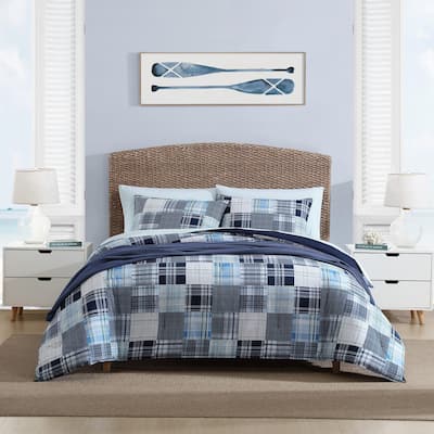 Nautica Mason Patchwork Reversible Cotton Navy Comforter Set
