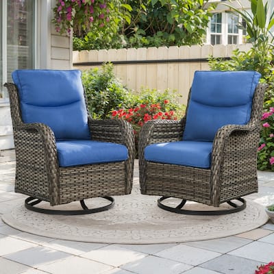 Outdoor Swivel Rocker Patio Wicker Chair with Thick Cushions