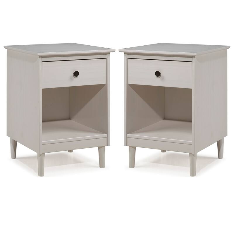 Walker Edison Bullrushes 1-Drawer Solid Wood Nightstand (Set of 2)