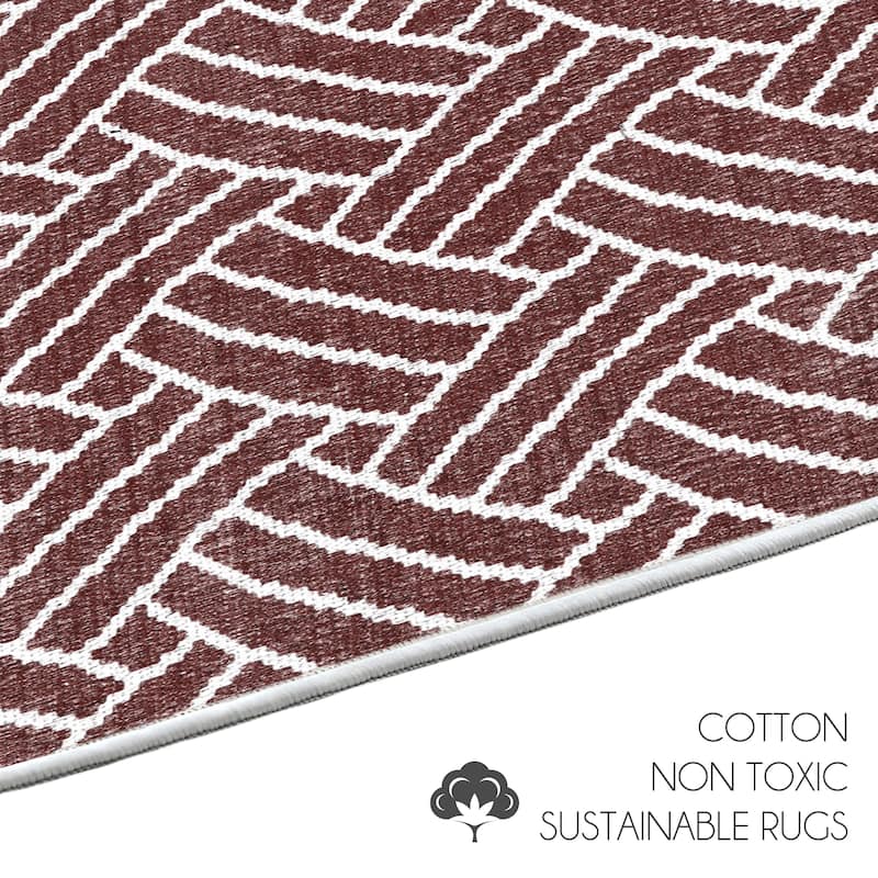 Sussexhome Heavy Duty Ultra Thin Non Slip Washable Cotton Indoor Rug - 2' x 3'