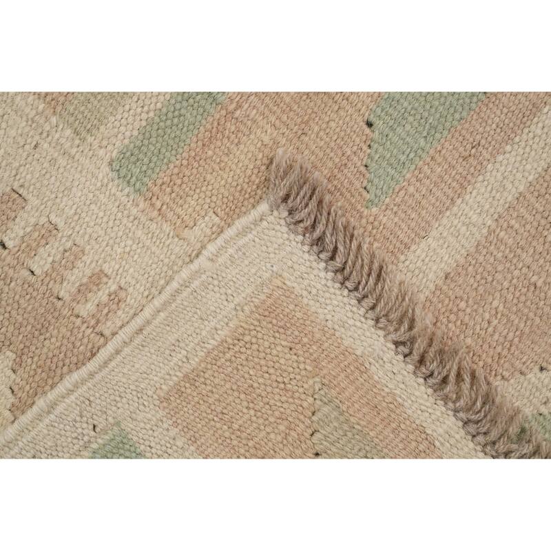 Hand Woven Oriental 100% Wool Carpet Southwestern Tribal Green Kilim Area Rug - 8' 2'' X 5' 8''