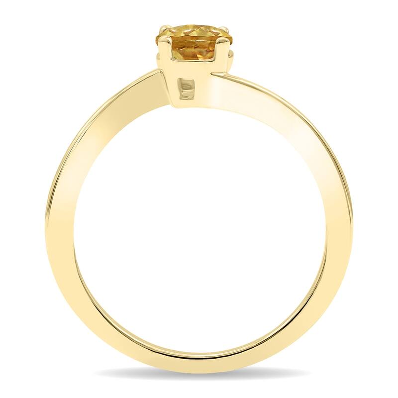 Women's Round Shaped Solitaire Citrine Wave Ring in 10K Yellow Gold