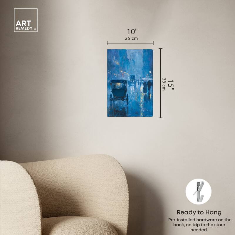 Art Remedy London Nights Gallery Wrapped Impressionism 1 Piece Canvas Wall Art /Monet And Van Gogh Inspired Art