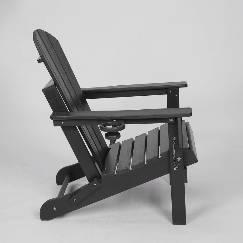 HDPE Folding Adirondack Chair with Dual Cup Holder - Composite Adirondack Chair with Wood Texture