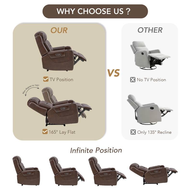 Anya Power Genuine Leather Recliner Chair Lay Flat Recliner