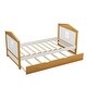 preview thumbnail 8 of 7, White & Walnut Pine Wood Frame Twin Size Platform Beds with Headboard and Footboard