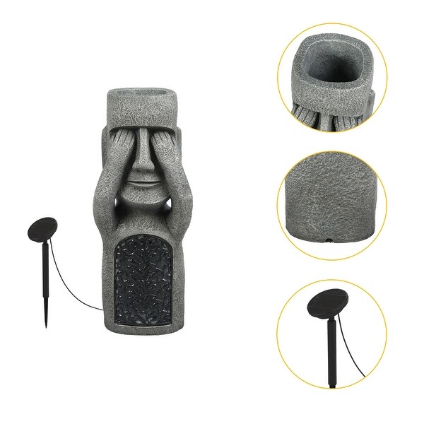 See, Hear, Speak No Evil Garden Easter Island Tiki Solar Powered