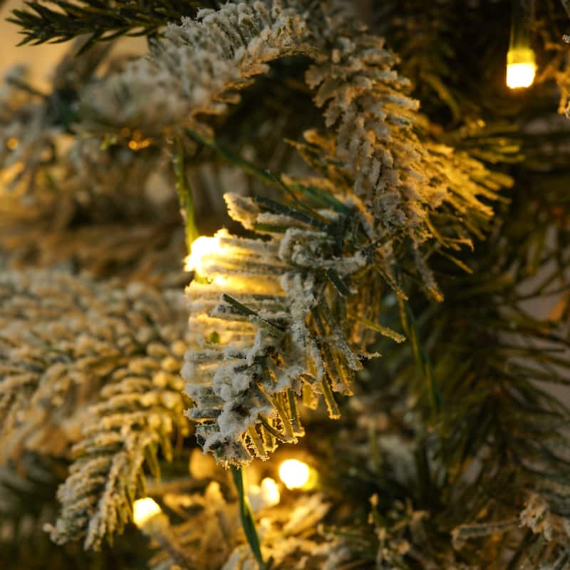 Pre-lit Christmas Artificial Tree 4-Piece Set, Garland, Wreath and Set of 2 Entrance Trees, X-mas with LED Lights, PVC