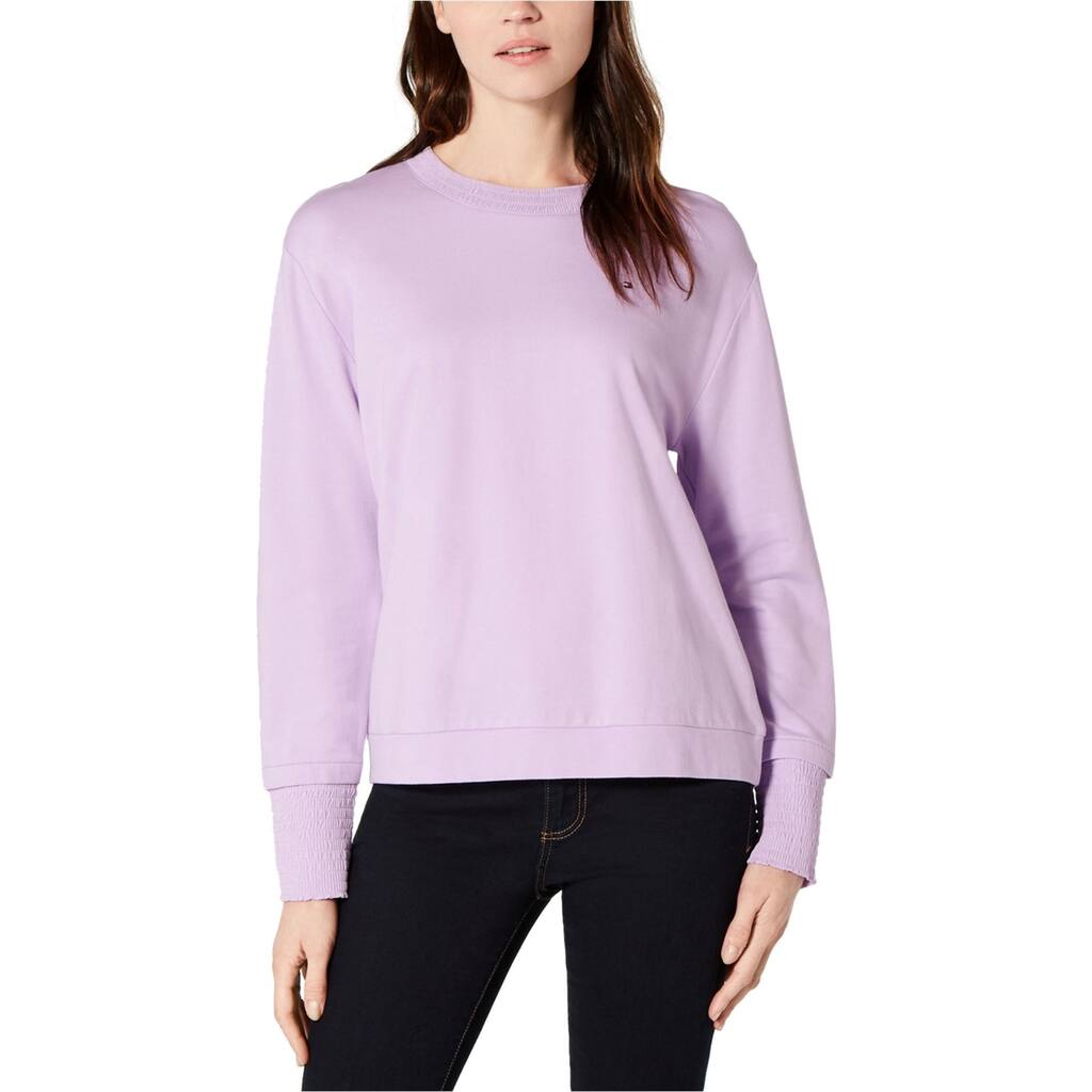 Tommy Hilfiger Womens Smocked Trim Sweatshirt,, Purple, XX-Large