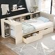 preview thumbnail 2 of 9, Cream Twin Size Multiple Storage Platform Daybed with 2 Drawers and Upholstered Headboard