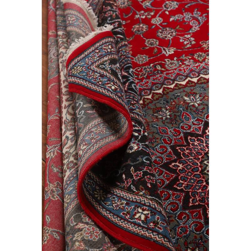Traditional Red Kashan Turkish Area Rug Bedroom Machine-Made Carpet - 9'8" x 13'4"