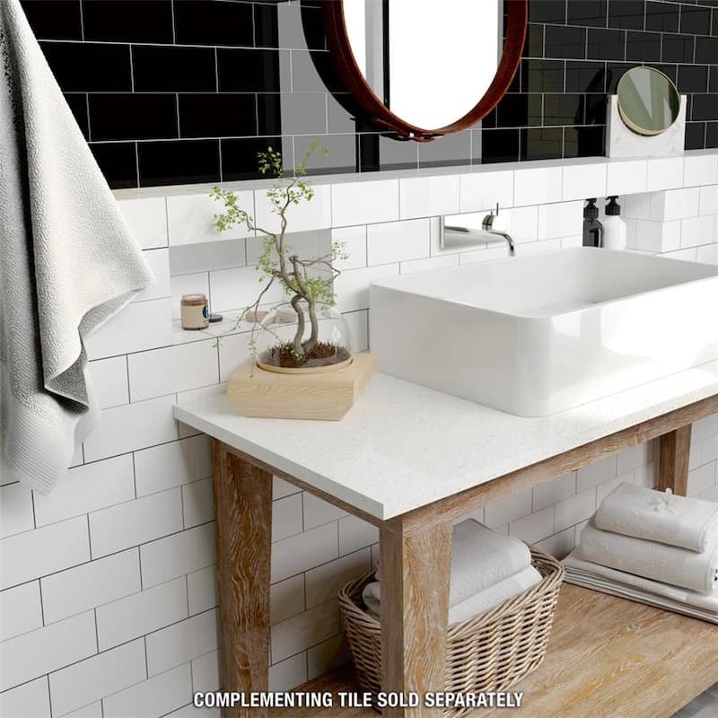 Merola Tile Crown Heights Glossy Black 3" x 6" Ceramic Wall Tile