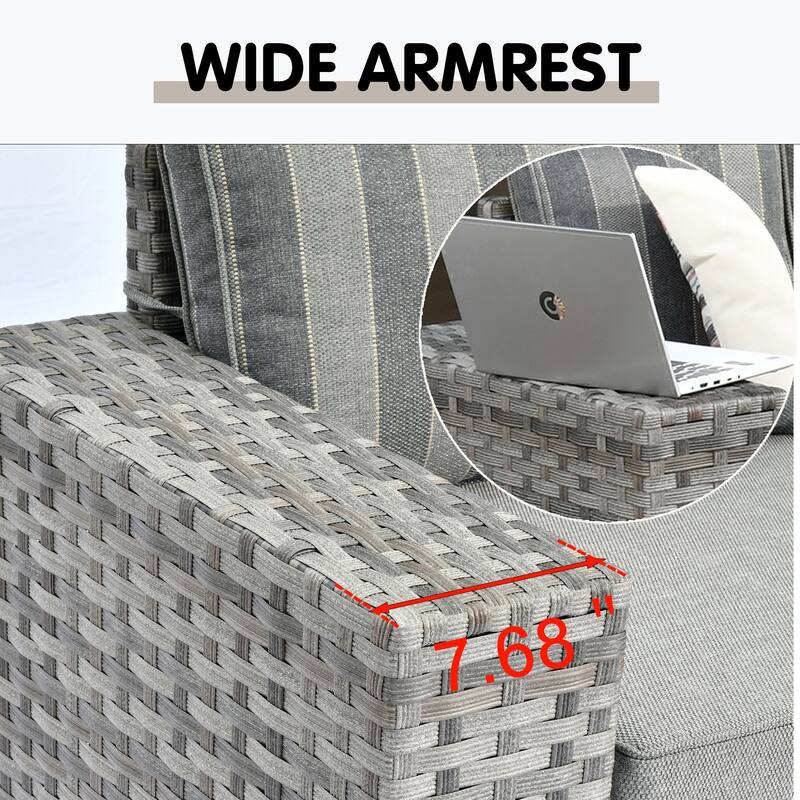HOOOWOOO 12-Piece Rattan Outdoor Patio Furniture Modular Wide Armrest Sectional Set