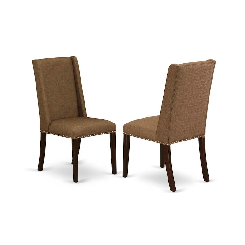 HomeStock 5-Pc Mahogany Finish Solid Wood Top - Upholstered Dining Room Set with Leaf - Seats 4
