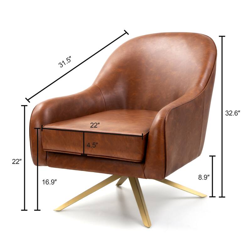 Swivel Club Chair PU Leather Leisure Upholstered Armchair