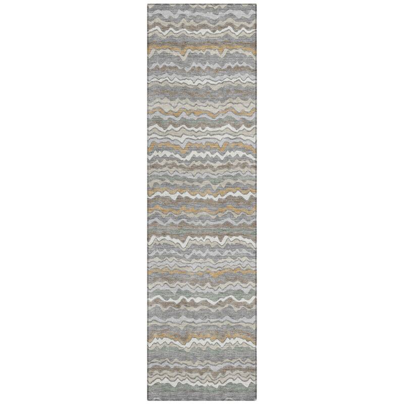 Machine Washable Indoor/ Outdoor Ziggy Stripe Chantille Rug
