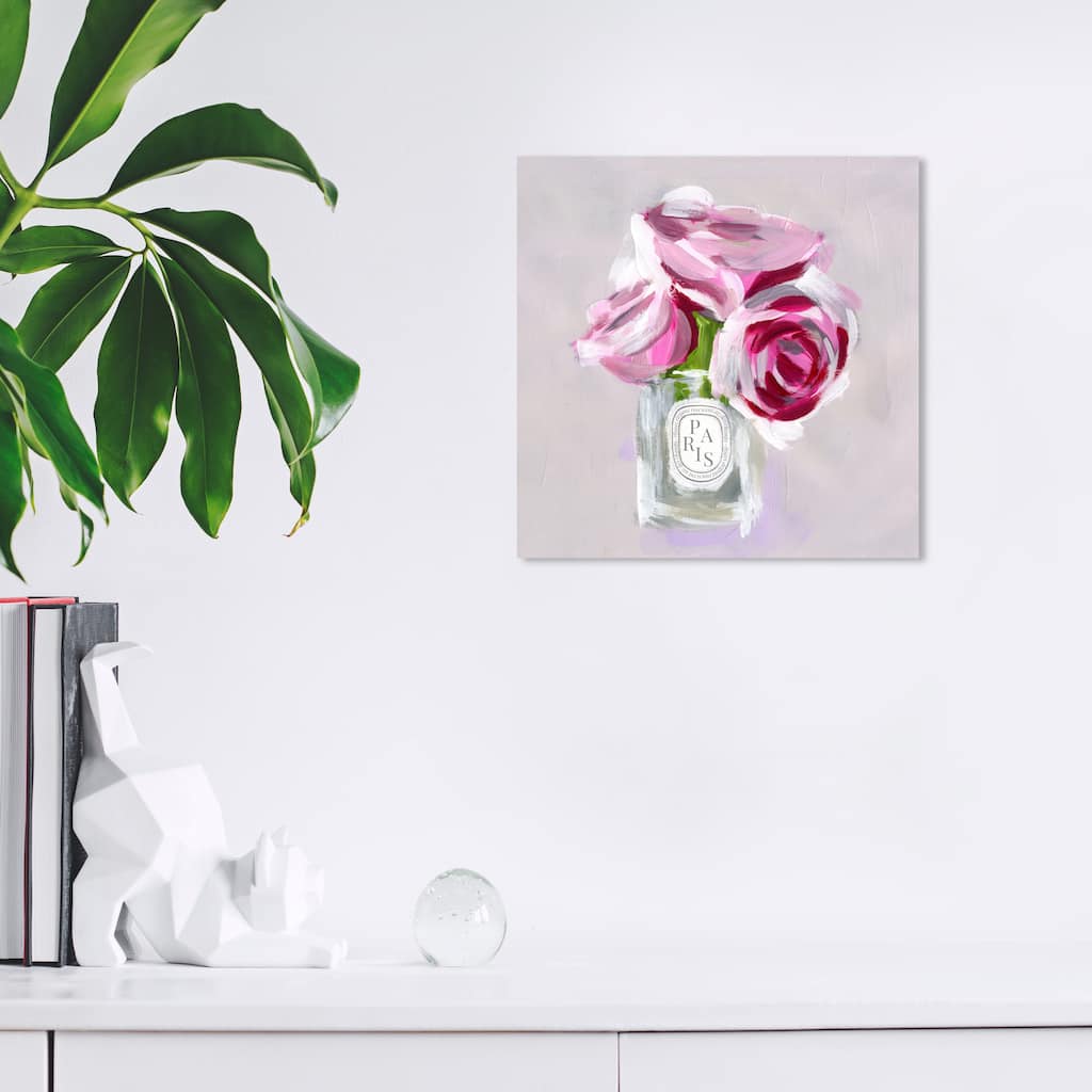 Wynwood Studio Canvas Floral and Botanical Elegant Rose Scent Pink and Hot Pink Glam Wall Art Canvas Print