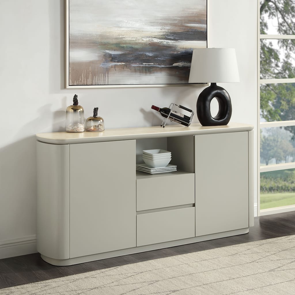 Ingram Ceramic Top & Light Gray Finish Server