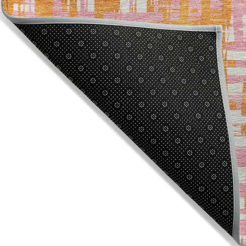 Machine Washable Indoor/ Outdoor Modern Crosshatch Chantille Rug