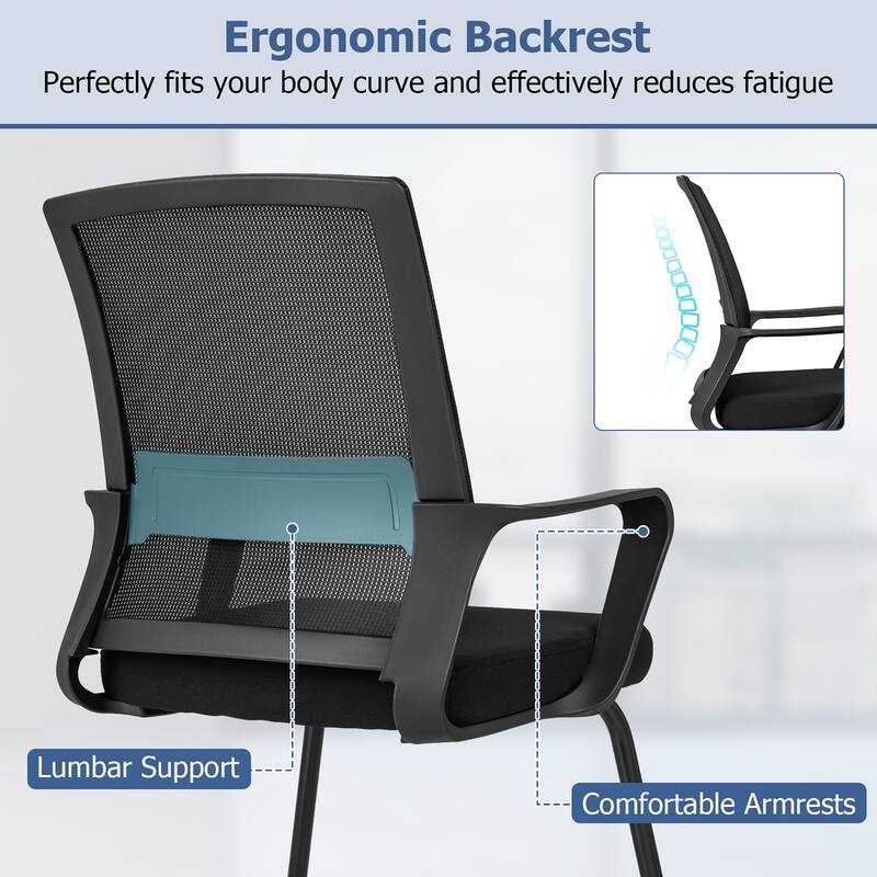 Gymax Office Guest Chair Set of 6 Conference Reception Chair w/ Lumbar