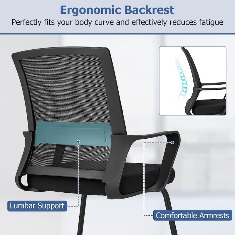Gymax Office Guest Chair Set of 8 Conference Reception Chair w/ Lumbar