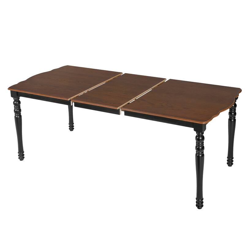 7-Piece Dining Table Set, Extendable Wood Dining Table with Removable Leaf, Kitchen Table Set with Upholstered Chair