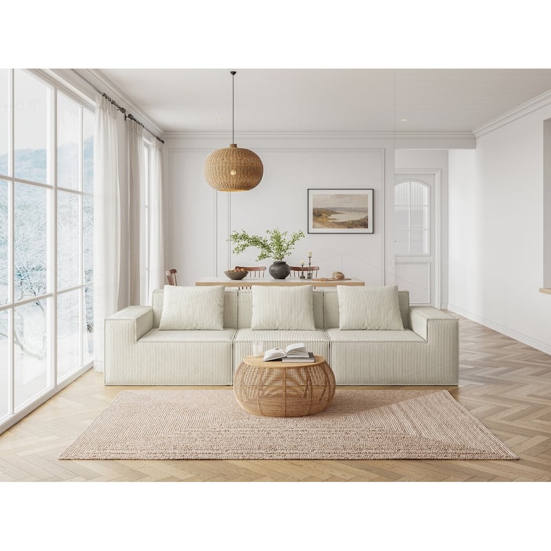 Versatile Modular Sofa with Transformable Design and Soft Fabric - White