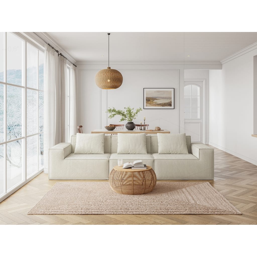 Versatile Modular Sofa with Transformable Design and Soft Fabric