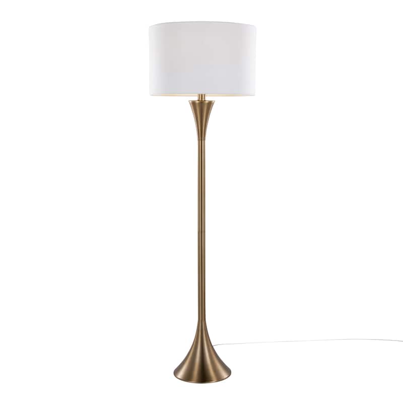 Porch & Den Bakkom 65" Metal Floor Lamp - Matte Golden Bronze/White Linen