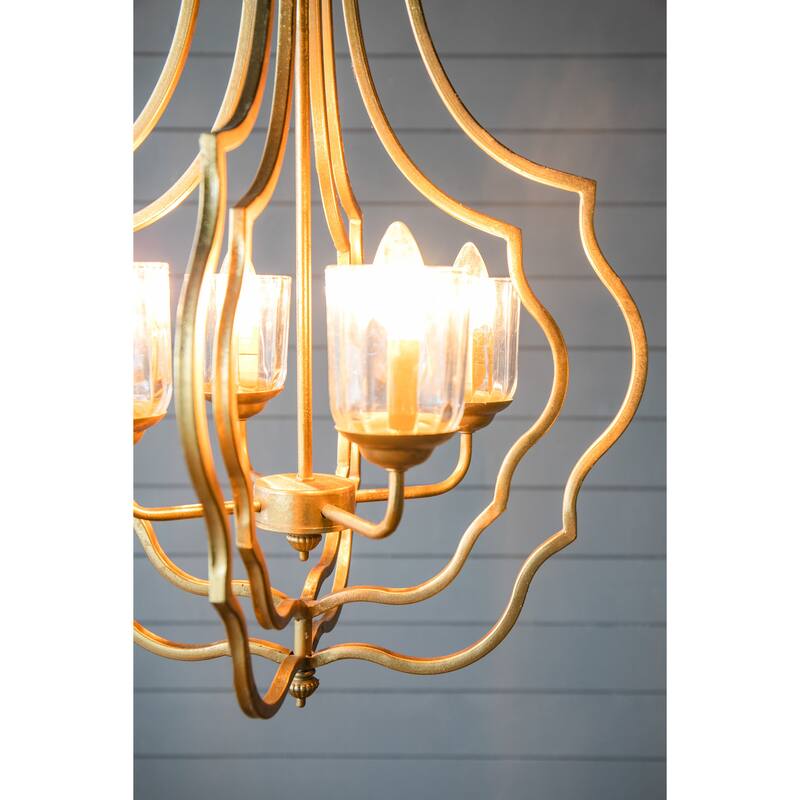 4 - Light Metal Chandelier, Hanging Light Fixture with Adjustable Chain, Bulb Not Included