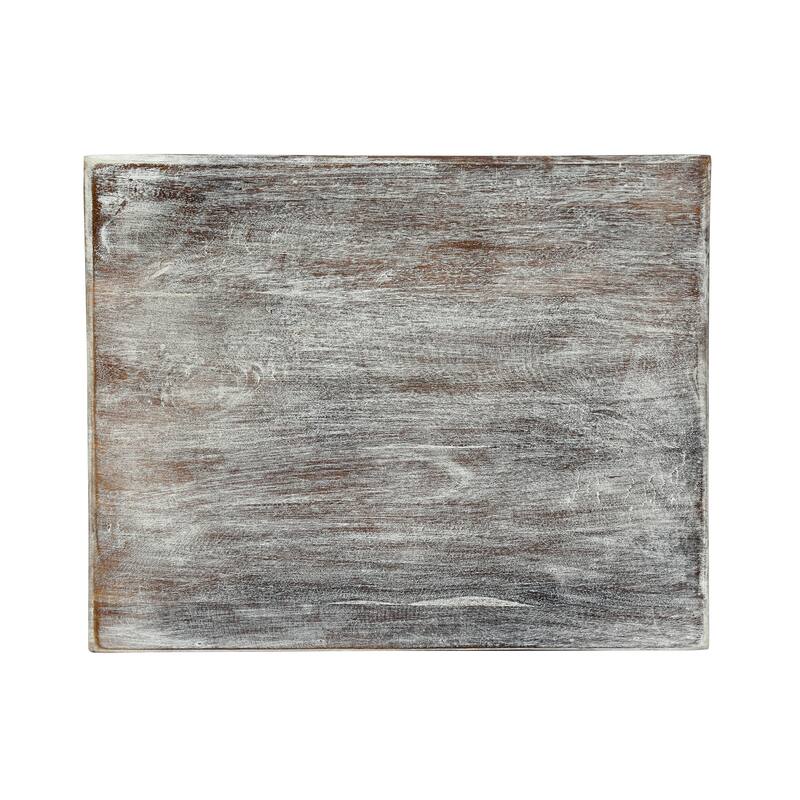 Distressed Mango Wood Nightstand with Drawer & Cabinet, Bedroom Bedside Cabinet