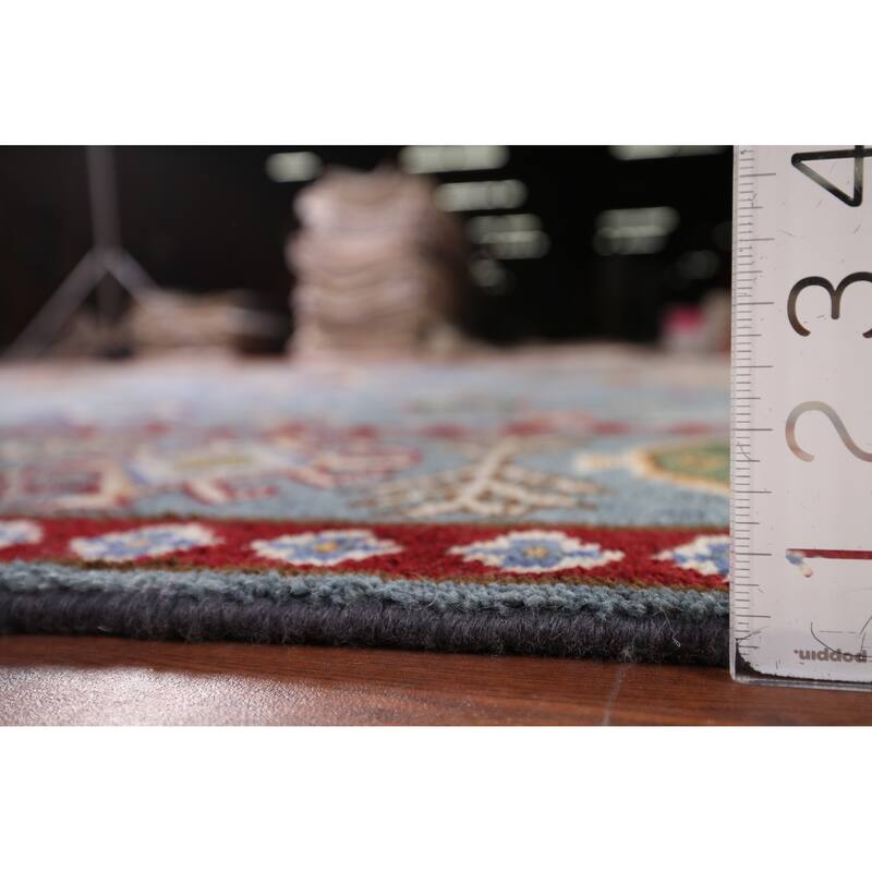 Blue Kazak Rug Hand-Knotted Wool Carpet - 8'0" x 9'11"